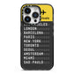 Airport Arrivals Board iPhone 14 Pro Black Impact Case on Silver phone