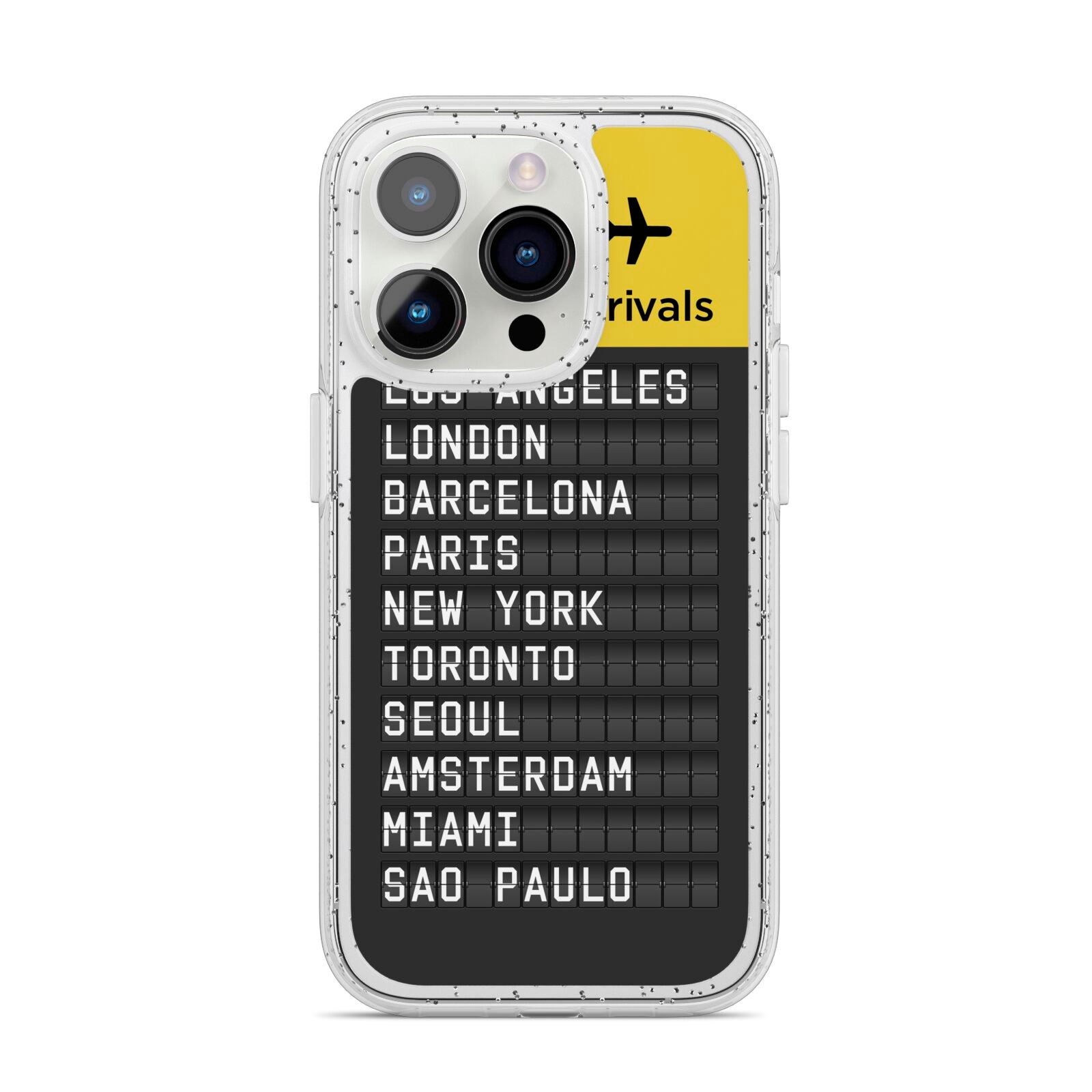 Airport Arrivals Board iPhone 14 Pro Glitter Tough Case Silver