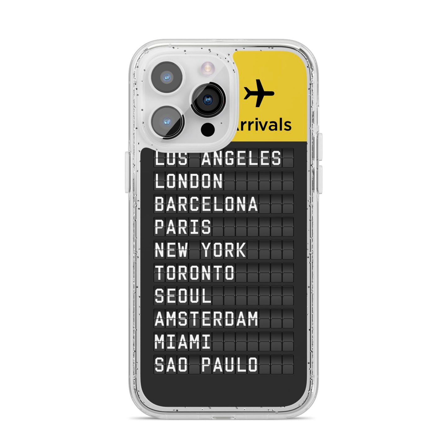 Airport Arrivals Board iPhone 14 Pro Max Glitter Tough Case Silver