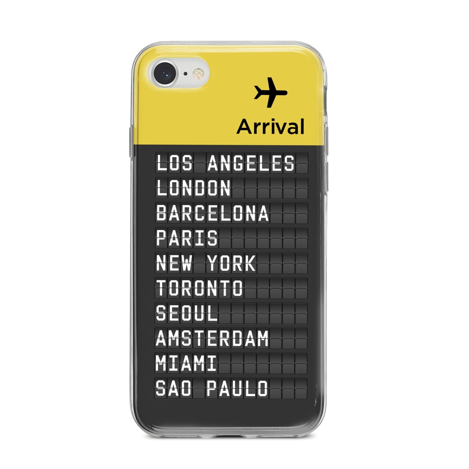 Airport Arrivals Board iPhone 8 Bumper Case on Silver iPhone