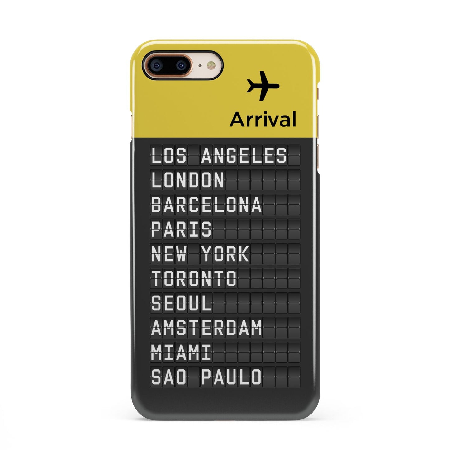 Airport Arrivals Board iPhone 8 Plus 3D Snap Case on Gold Phone