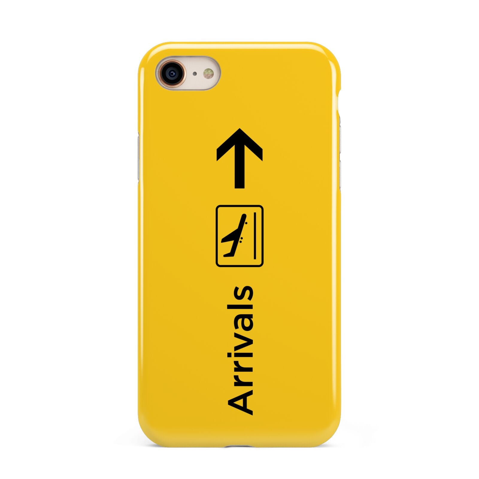 Airport Arrivals iPhone 8 3D Tough Case on Gold Phone