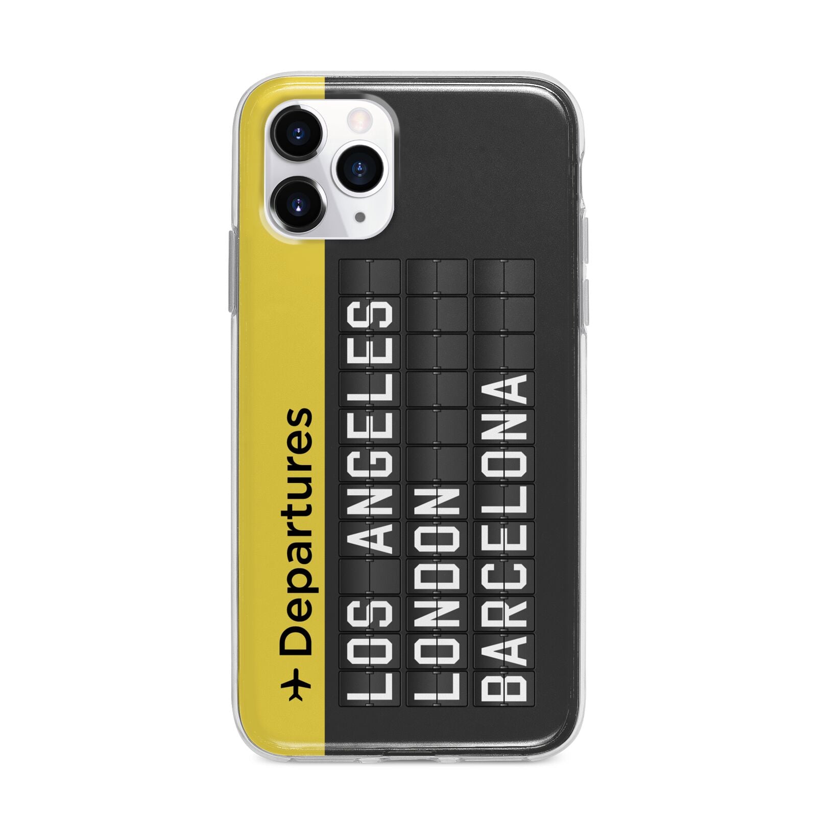 Airport Departures Board Apple iPhone 11 Pro in Silver with Bumper Case