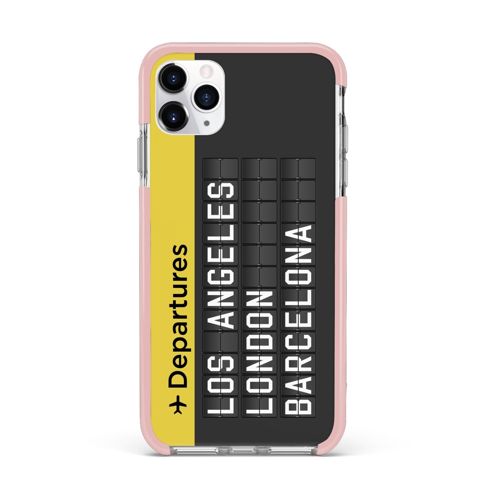 Airport Departures Board iPhone 11 Pro Max Impact Pink Edge Case
