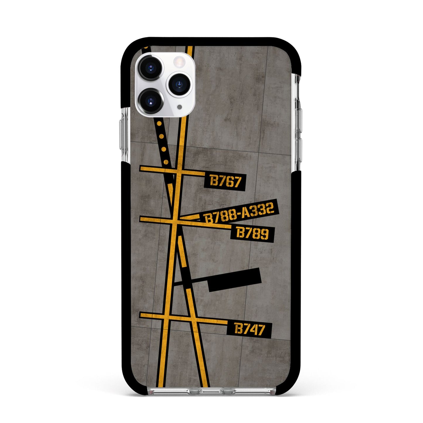 Airport Parking Markings Apple iPhone 11 Pro Max in Silver with Black Impact Case