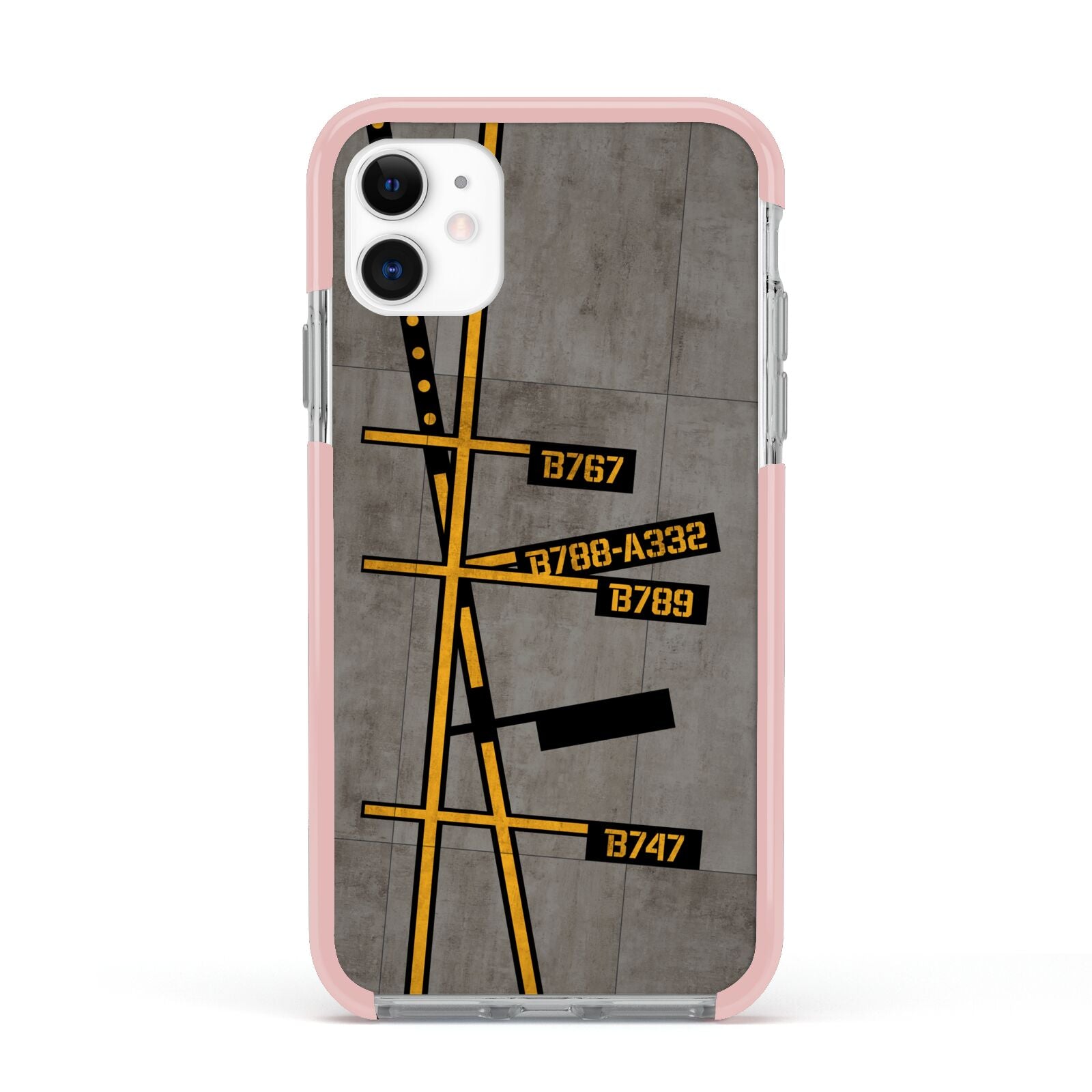 Airport Parking Markings Apple iPhone 11 in White with Pink Impact Case