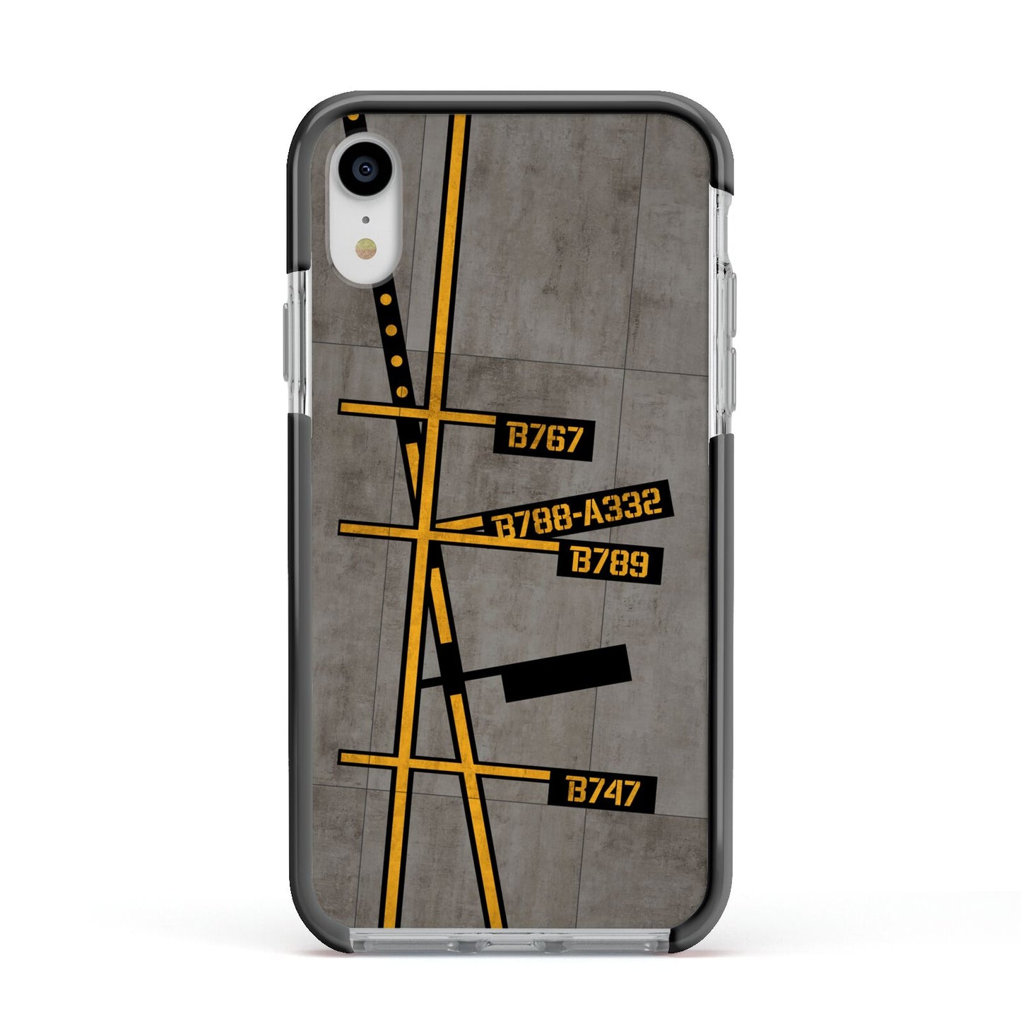 Airport Parking Markings Apple iPhone XR Impact Case Black Edge on Silver Phone