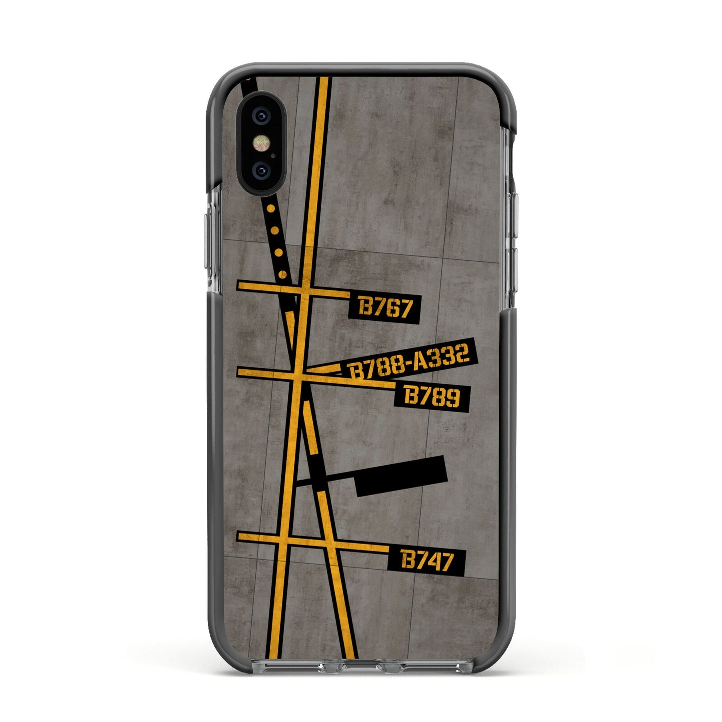 Airport Parking Markings Apple iPhone Xs Impact Case Black Edge on Black Phone