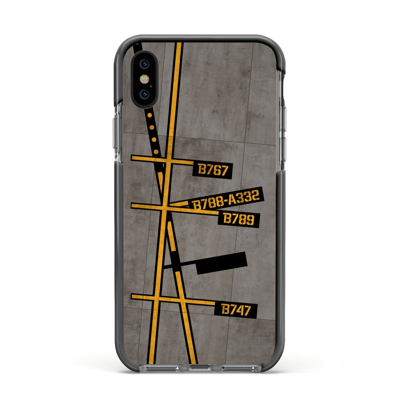 Airport Parking Markings Apple iPhone Xs Impact Case Black Edge on Black Phone