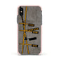 Airport Parking Markings Apple iPhone Xs Impact Case Pink Edge on Black Phone