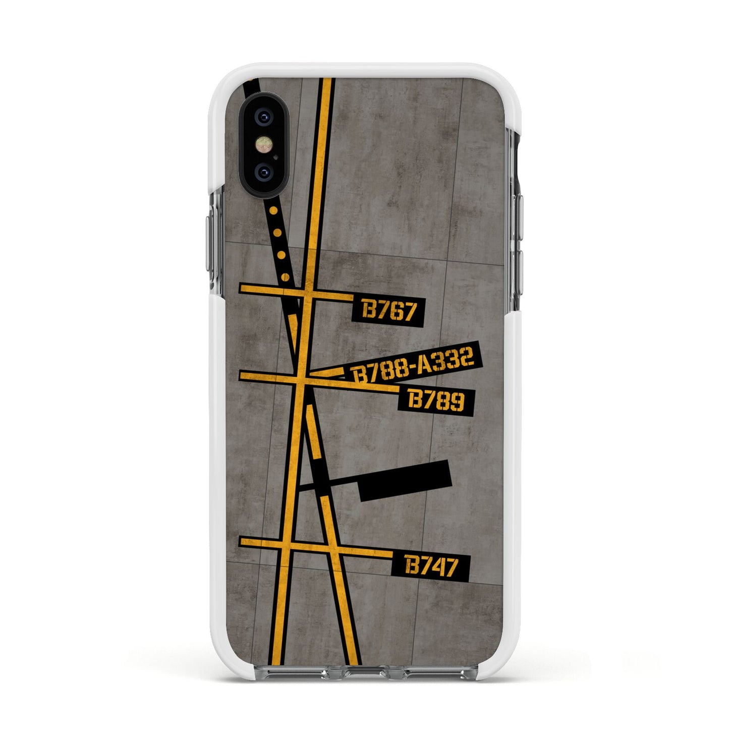 Airport Parking Markings Apple iPhone Xs Impact Case White Edge on Black Phone