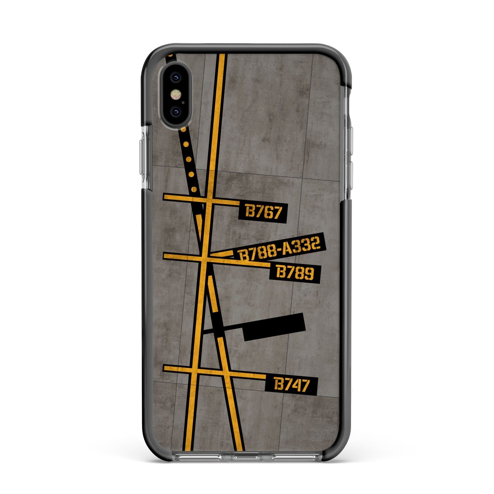 Airport Parking Markings Apple iPhone Xs Max Impact Case Black Edge on Black Phone