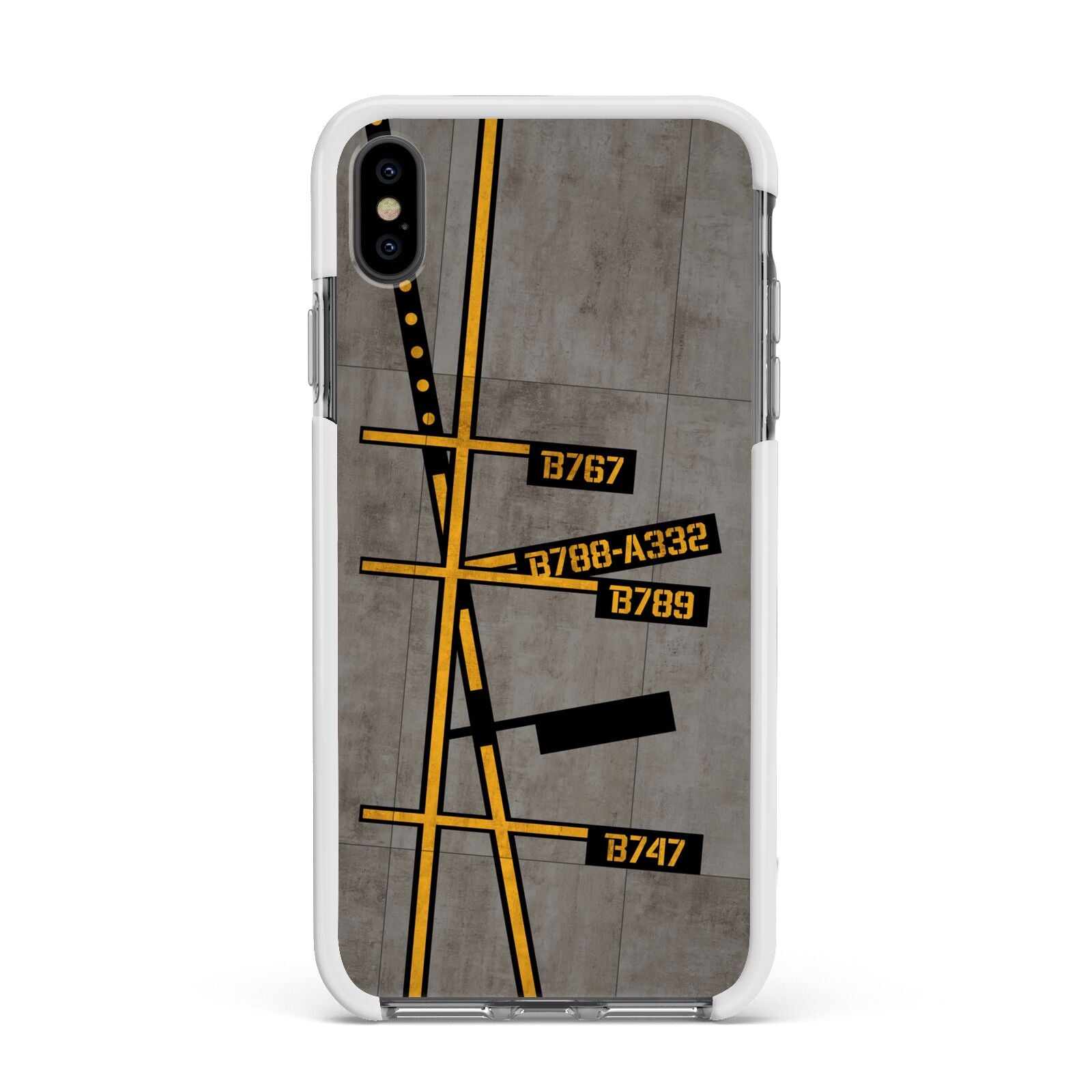 Airport Parking Markings Apple iPhone Xs Max Impact Case White Edge on Black Phone