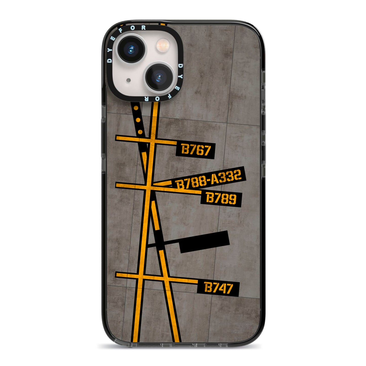 Airport Parking Markings iPhone 13 Black Impact Case on Silver phone