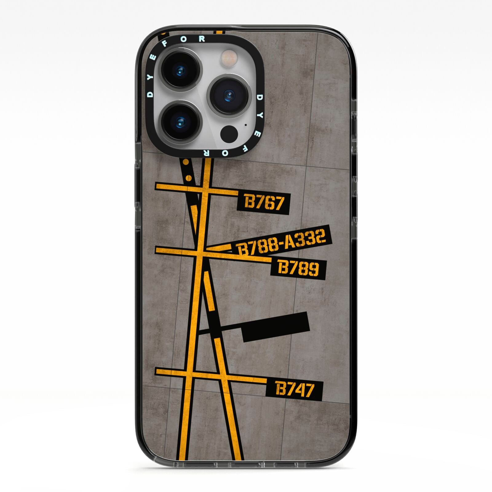 Airport Parking Markings iPhone 13 Pro Black Impact Case on Silver phone