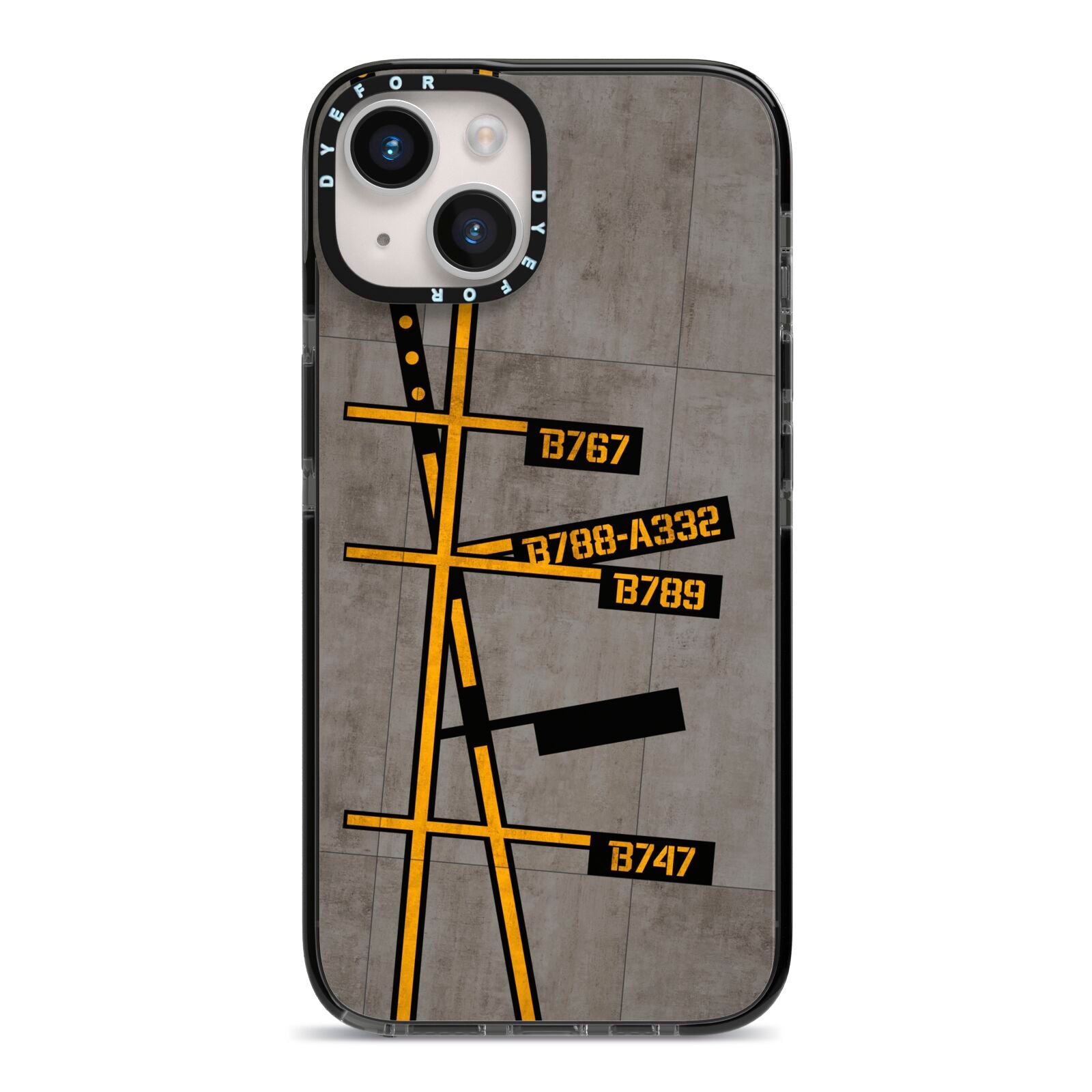 Airport Parking Markings iPhone 14 Black Impact Case on Silver phone
