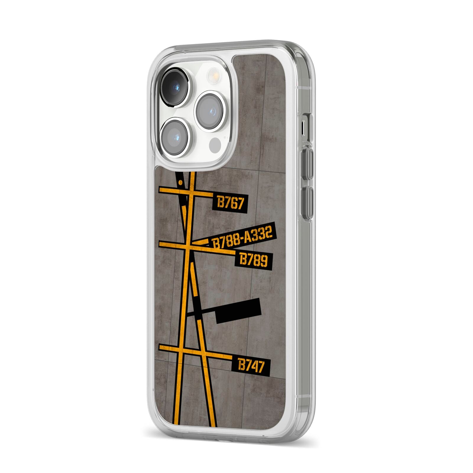 Airport Parking Markings iPhone 14 Pro Clear Tough Case Silver Angled Image