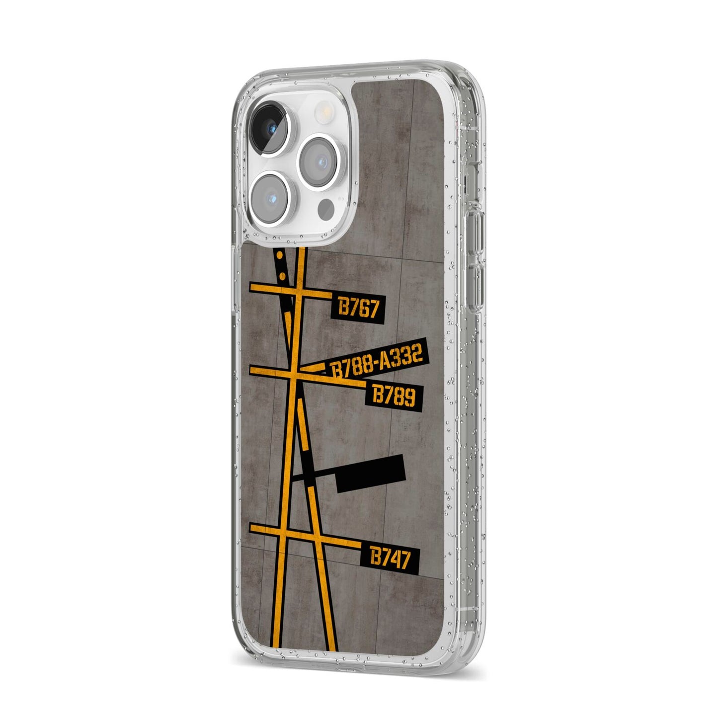Airport Parking Markings iPhone 14 Pro Max Glitter Tough Case Silver Angled Image