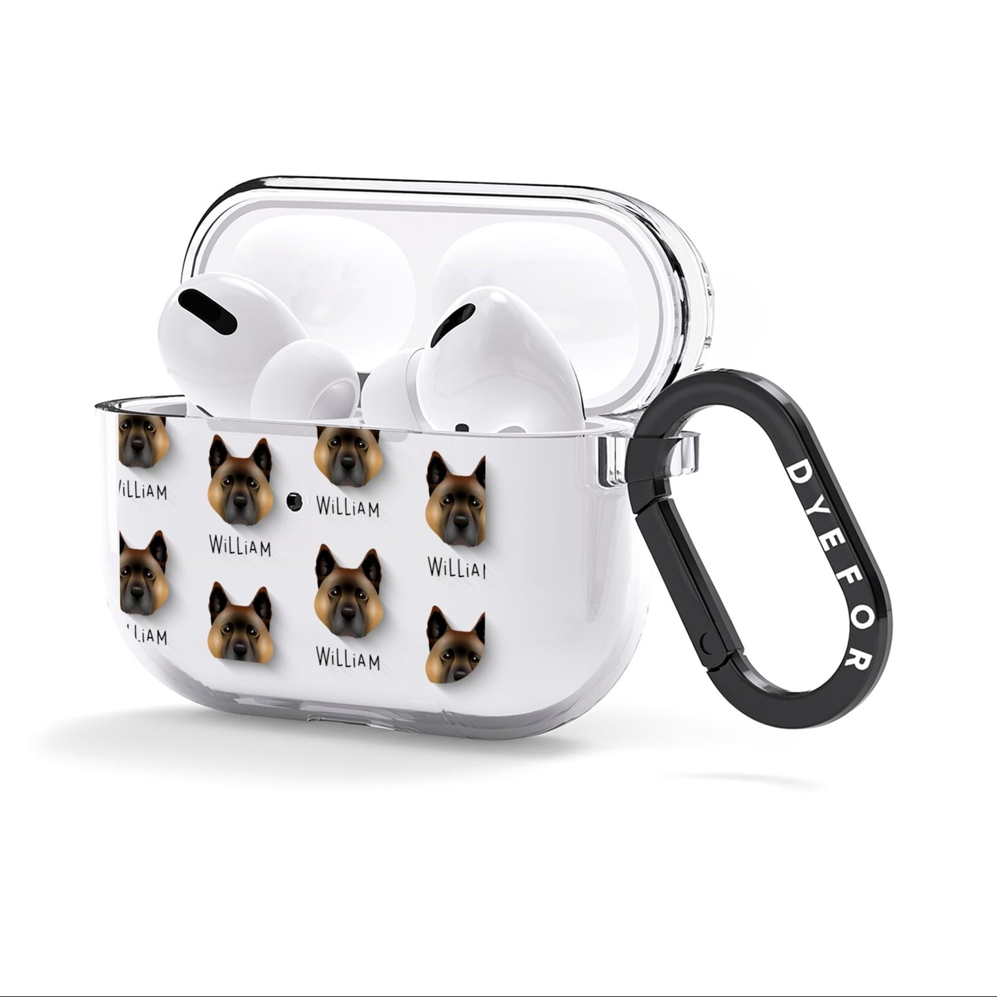 Akita Icon with Name AirPods Clear Case 3rd Gen Side Image