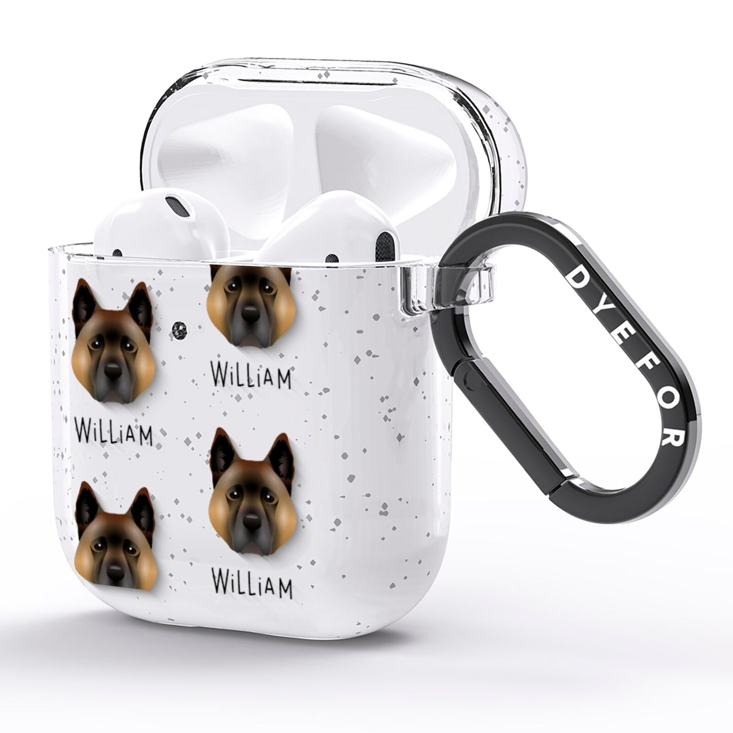 Akita Icon with Name AirPods Glitter Case Side Image