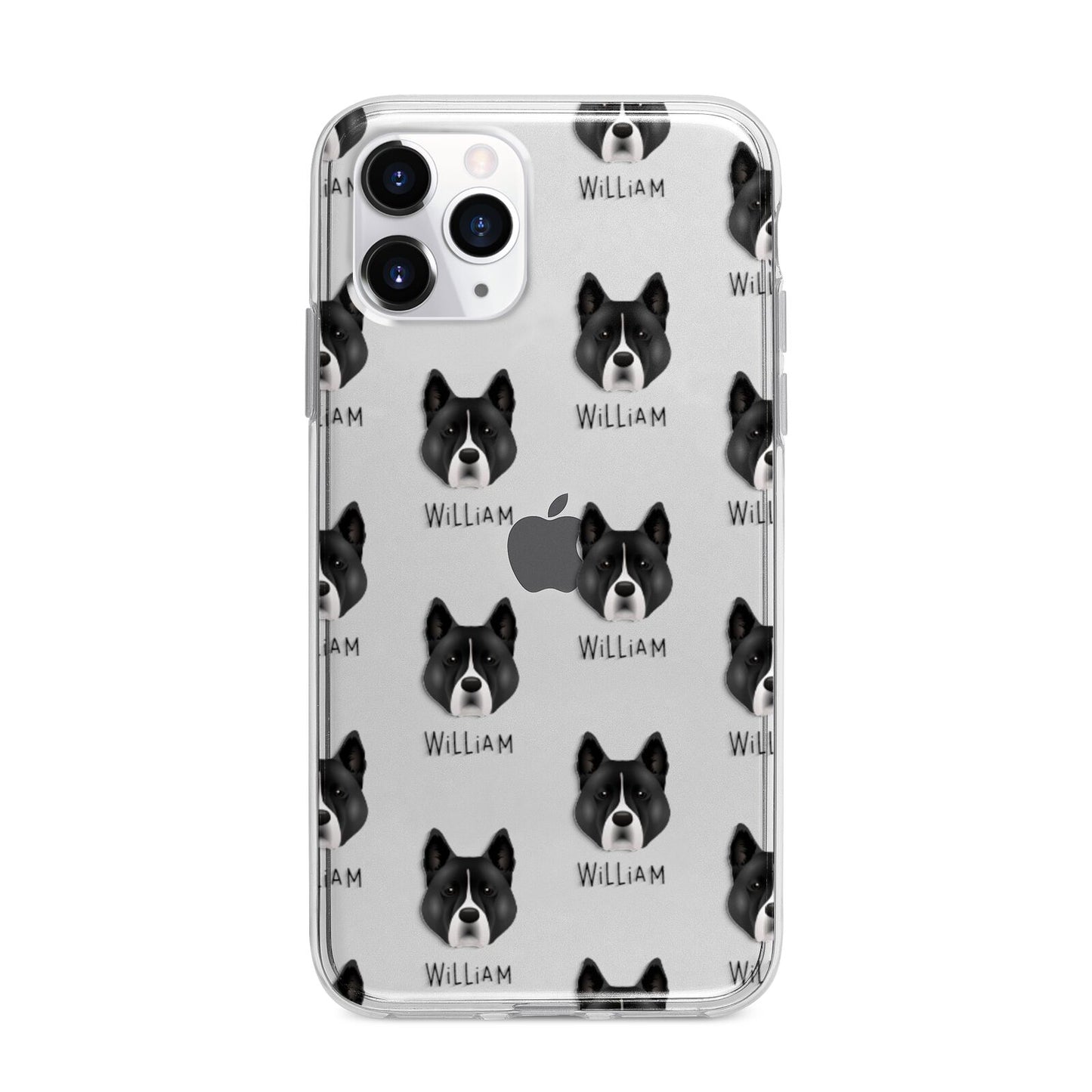 Akita Icon with Name Apple iPhone 11 Pro Max in Silver with Bumper Case