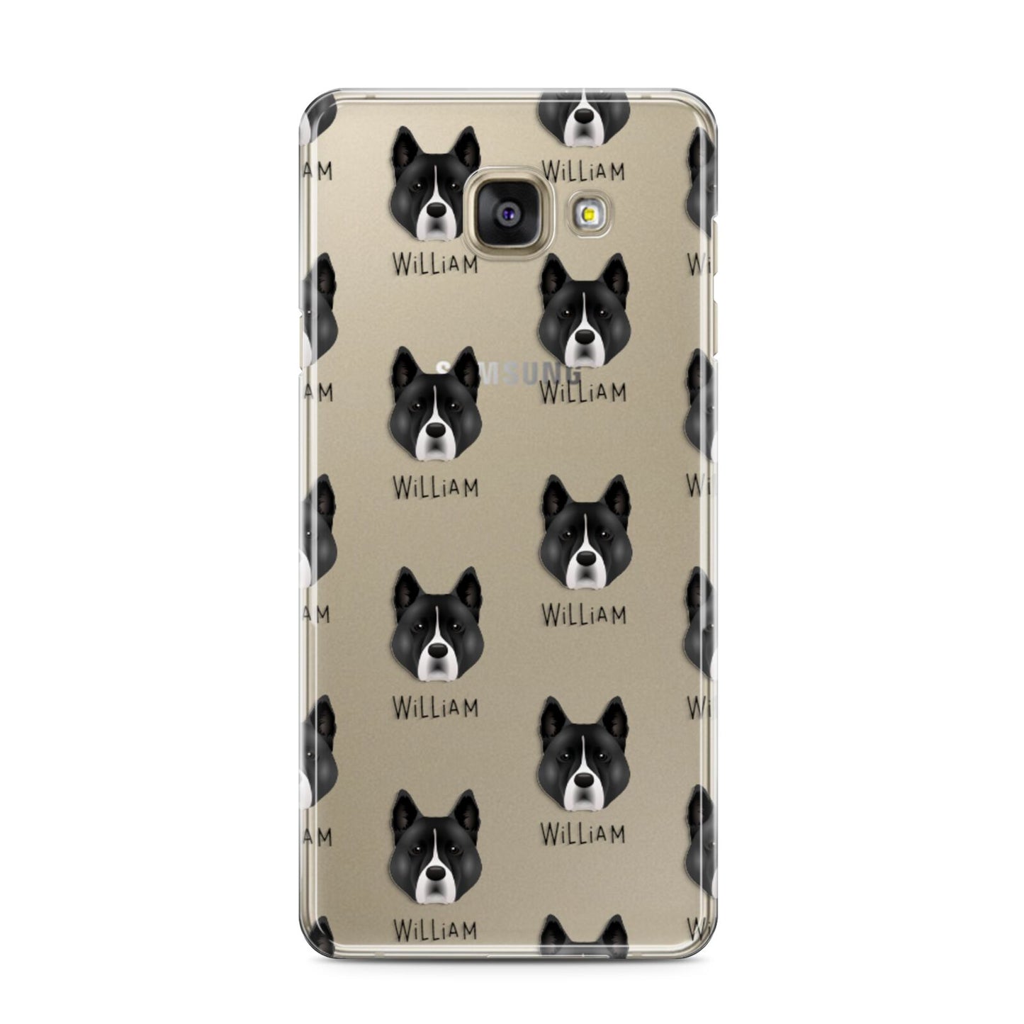 Akita Icon with Name Samsung Galaxy A3 2016 Case on gold phone