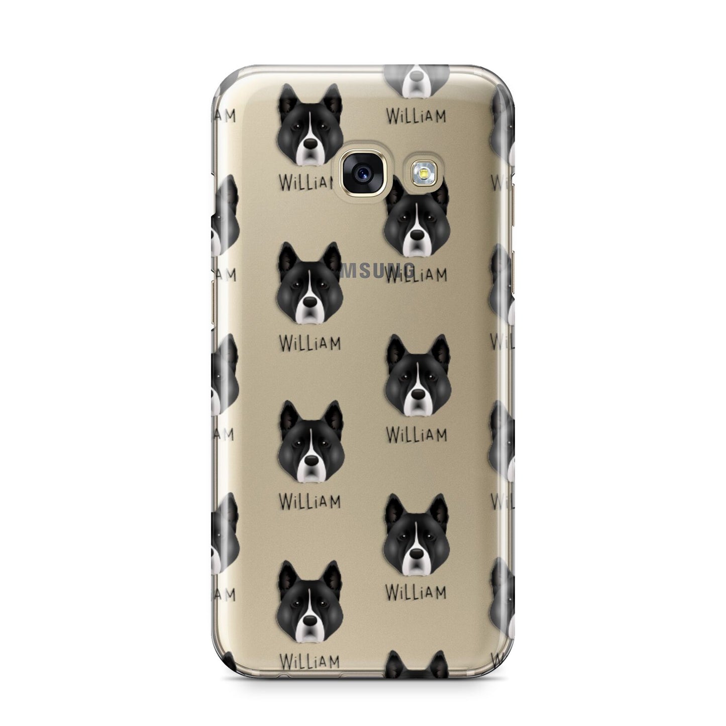 Akita Icon with Name Samsung Galaxy A3 2017 Case on gold phone