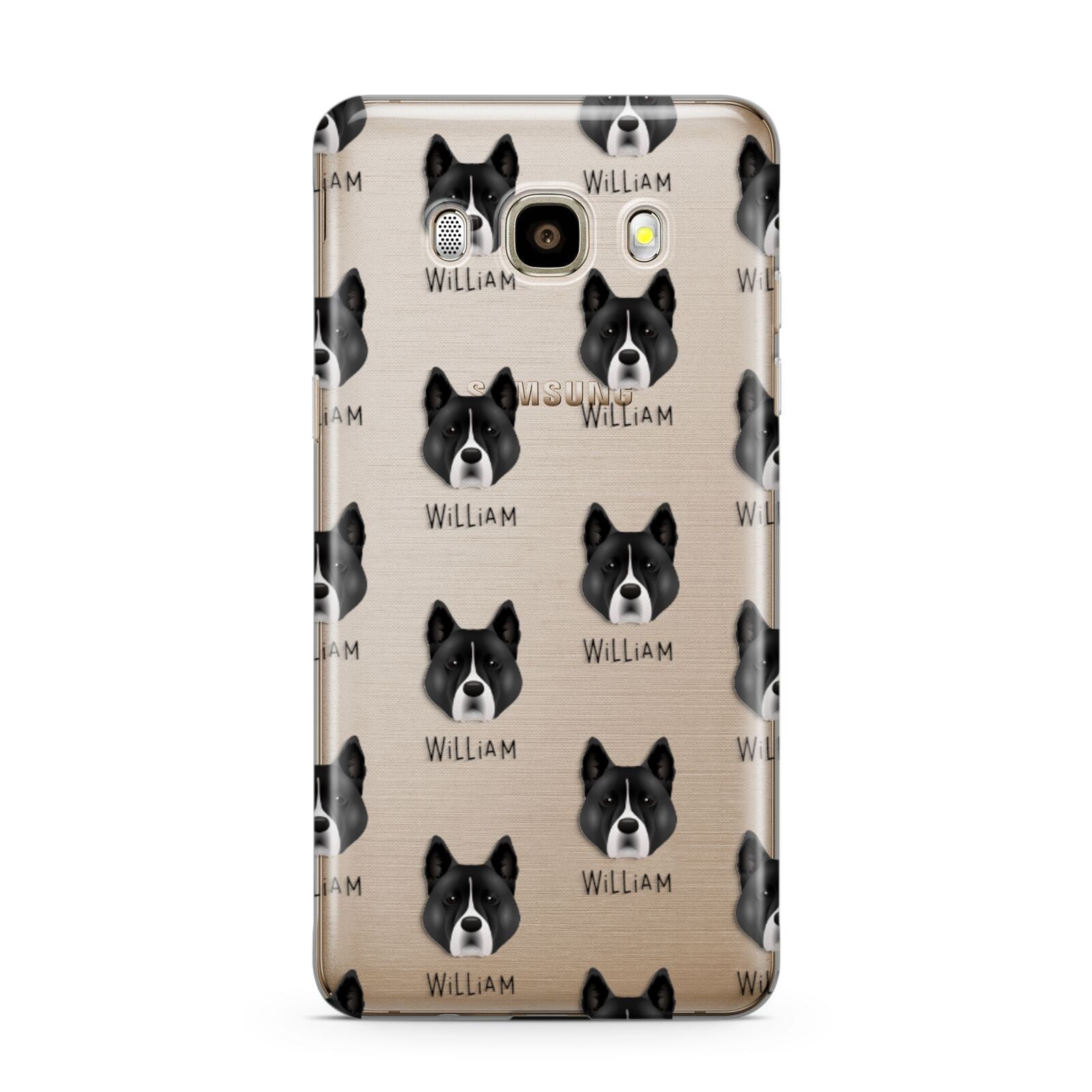 Akita Icon with Name Samsung Galaxy J7 2016 Case on gold phone
