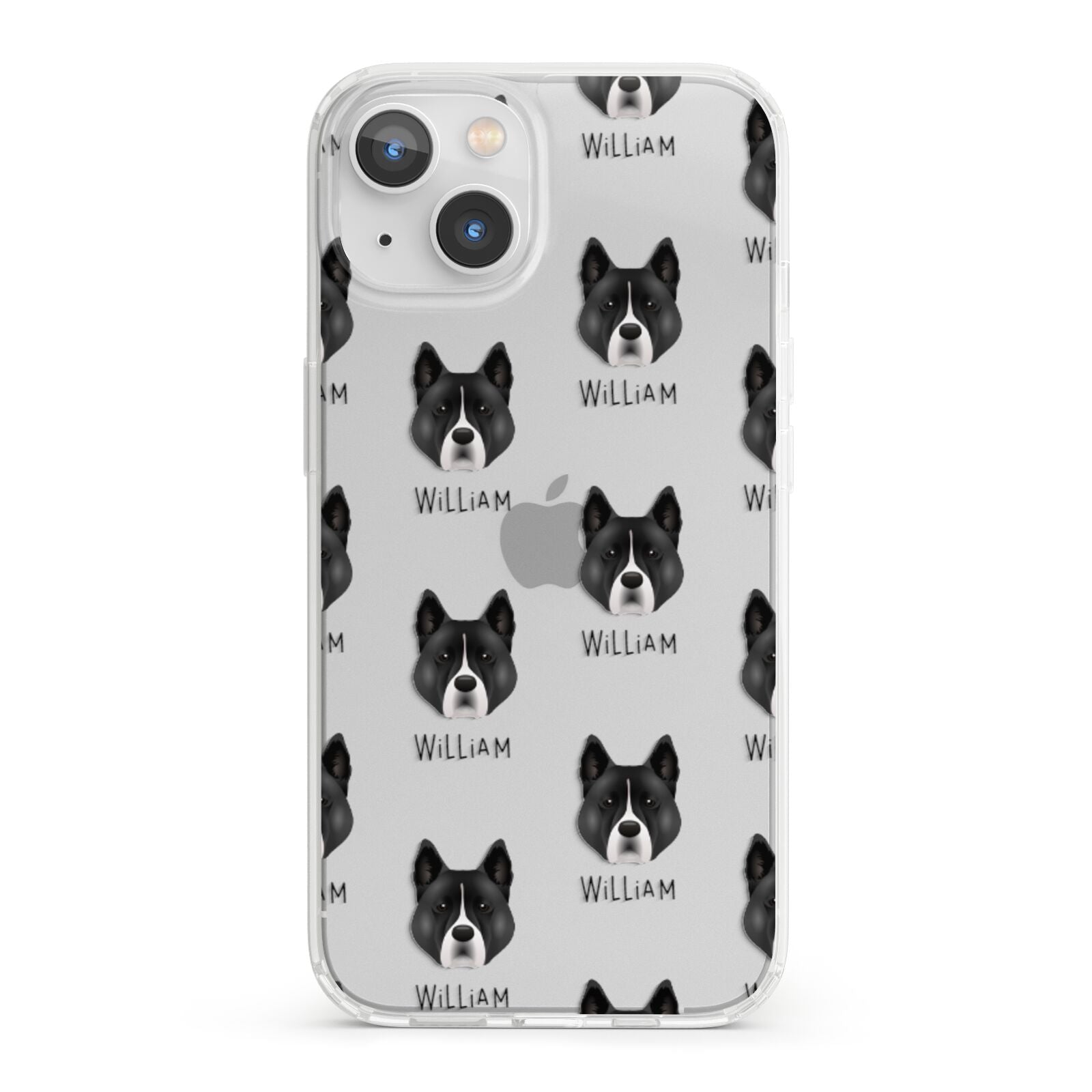 Akita Icon with Name iPhone 13 Clear Bumper Case