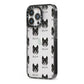 Akita Icon with Name iPhone 13 Pro Black Impact Case Side Angle on Silver phone
