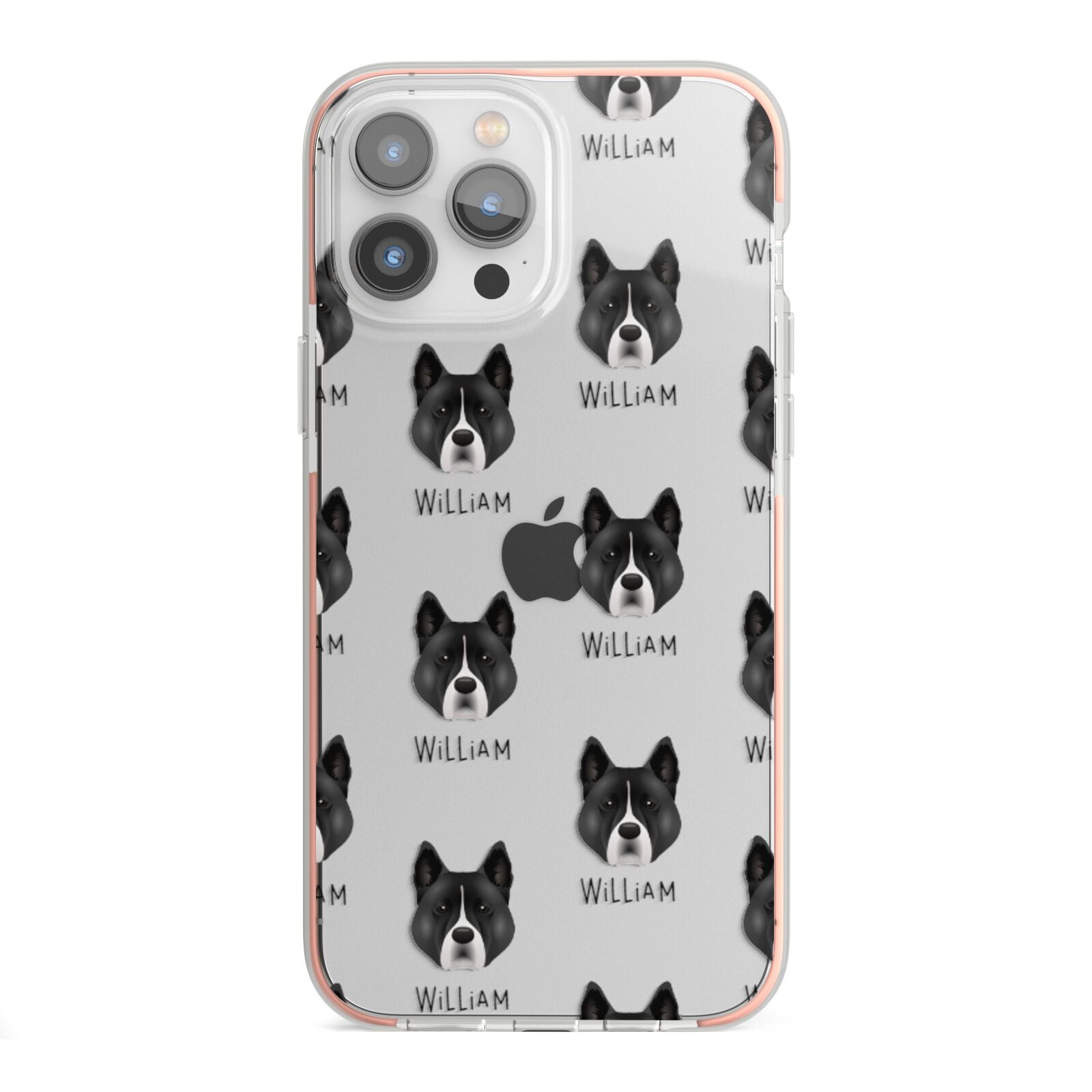 Akita Icon with Name iPhone 13 Pro Max TPU Impact Case with Pink Edges