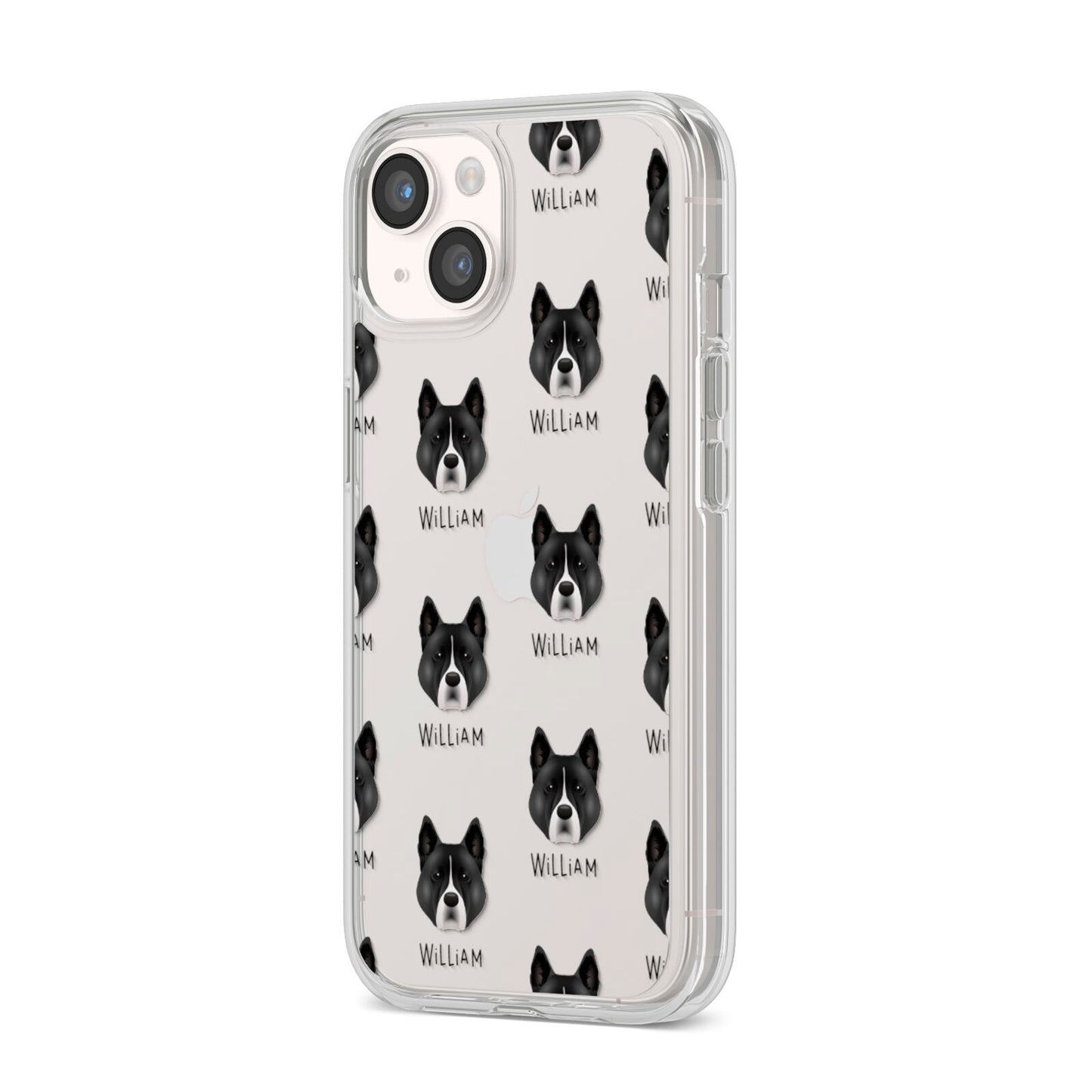 Akita Icon with Name iPhone 14 Clear Tough Case Starlight Angled Image