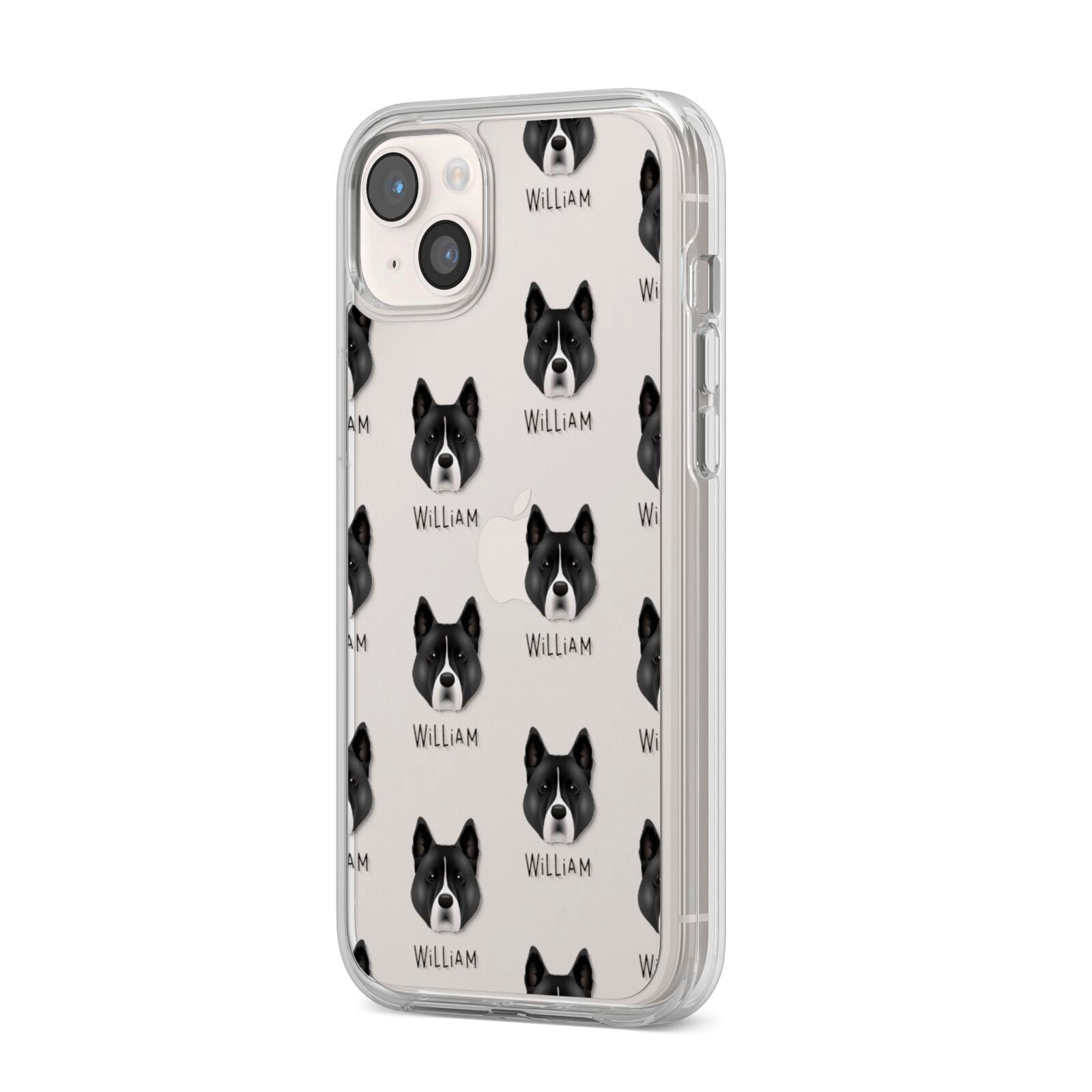 Akita Icon with Name iPhone 14 Plus Clear Tough Case Starlight Angled Image