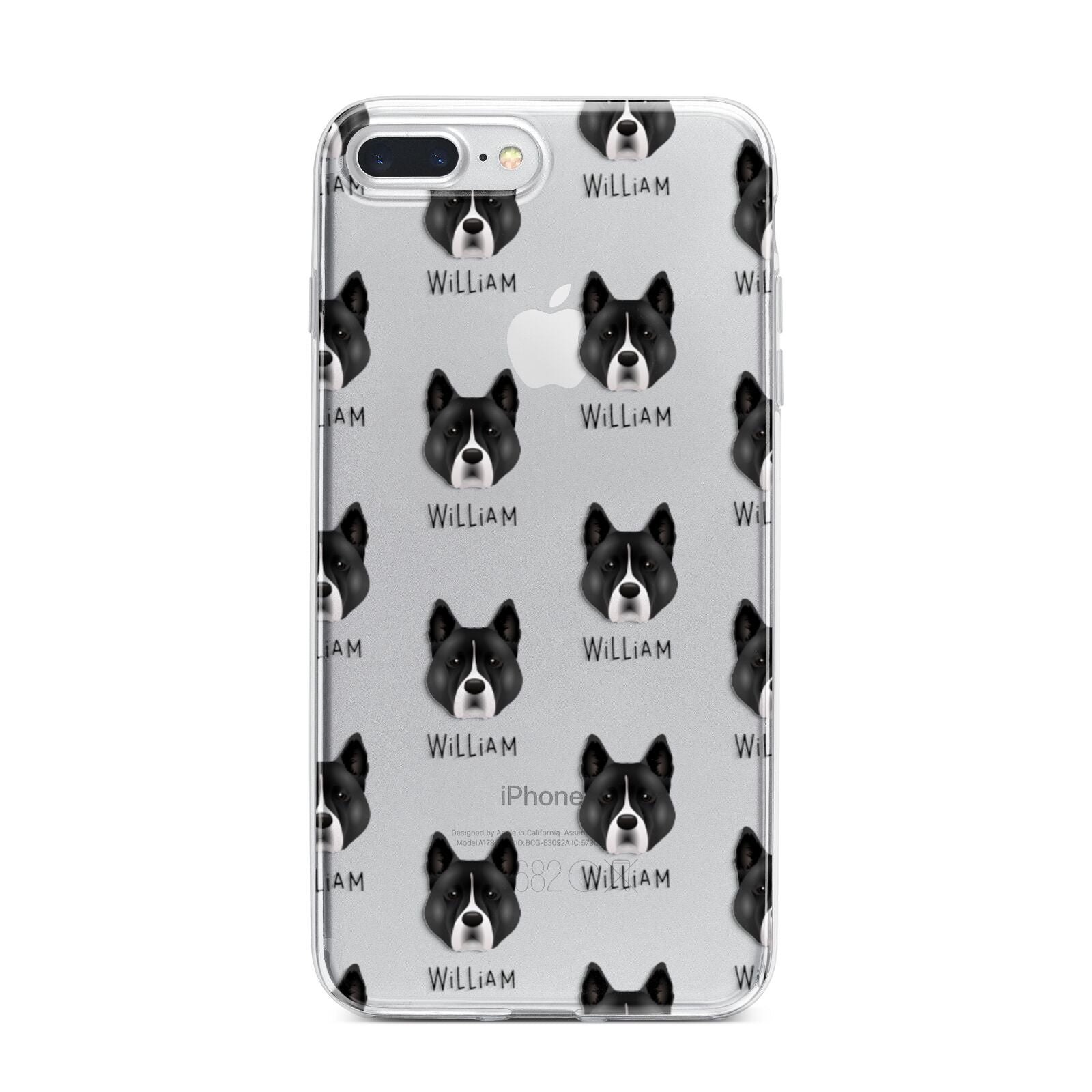 Akita Icon with Name iPhone 7 Plus Bumper Case on Silver iPhone