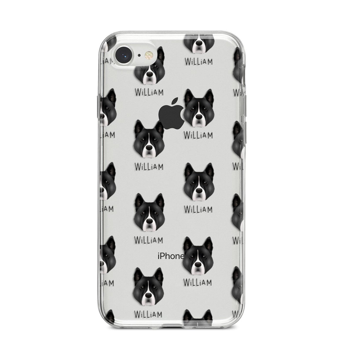 Akita Icon with Name iPhone 8 Bumper Case on Silver iPhone