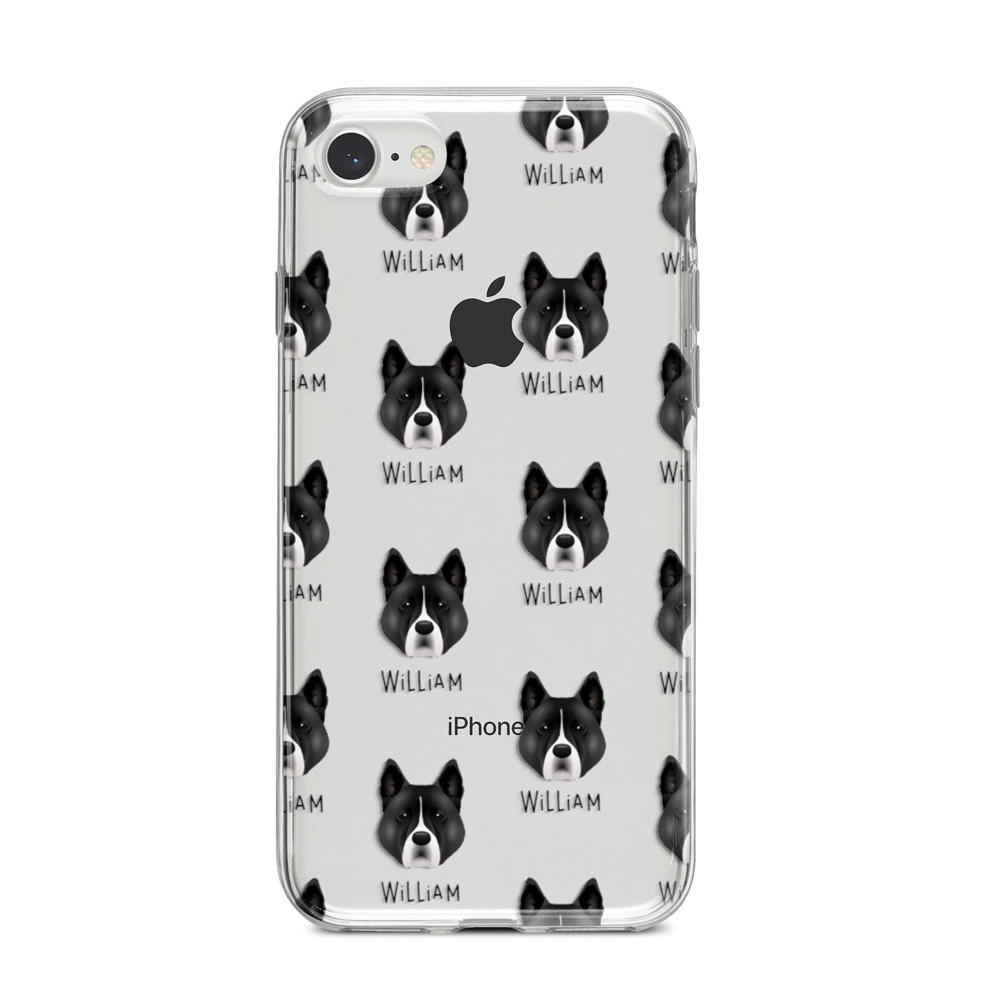 Akita Icon with Name iPhone 8 Bumper Case on Silver iPhone