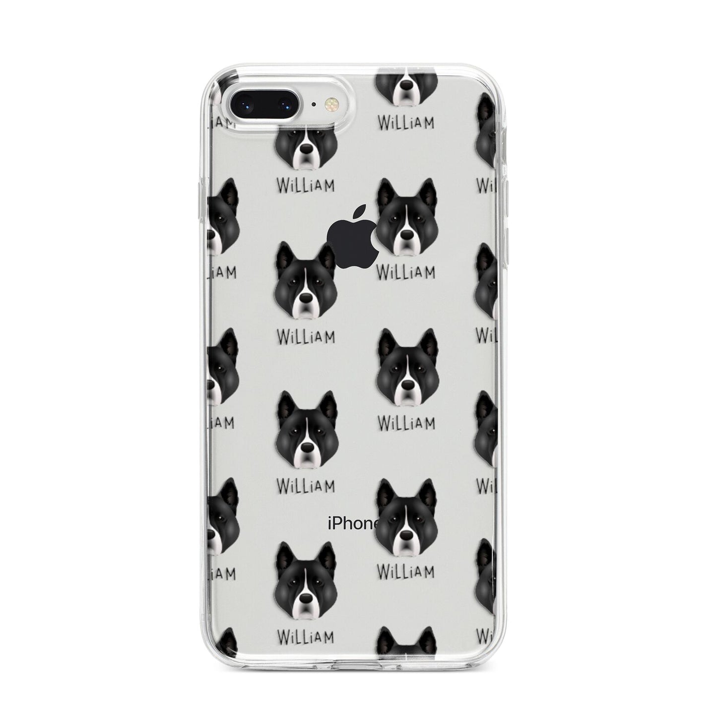 Akita Icon with Name iPhone 8 Plus Bumper Case on Silver iPhone