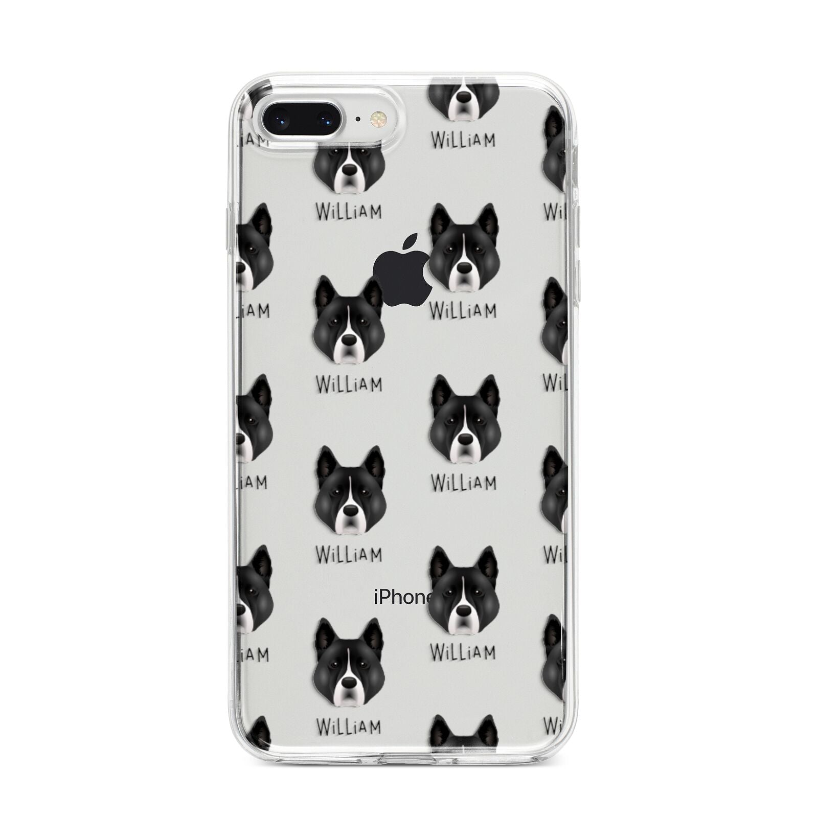Akita Icon with Name iPhone 8 Plus Bumper Case on Silver iPhone