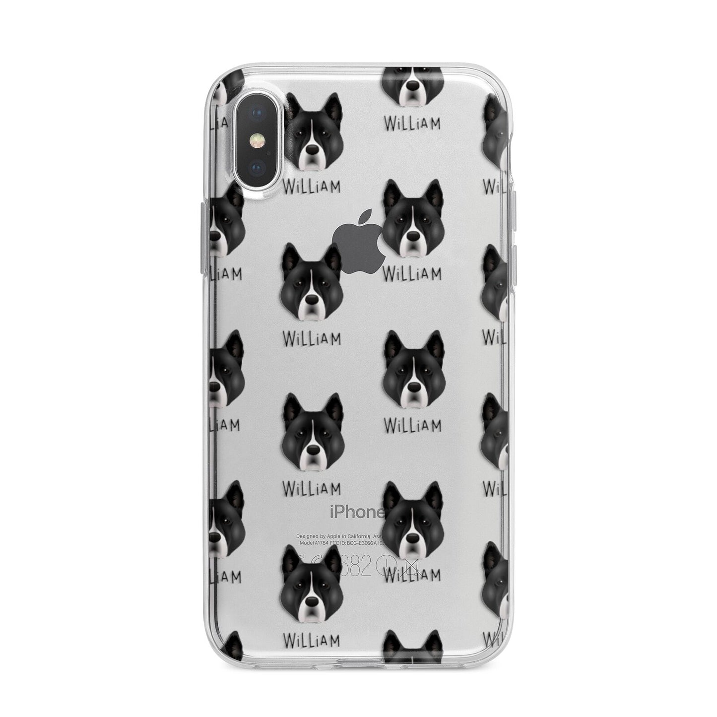 Akita Icon with Name iPhone X Bumper Case on Silver iPhone Alternative Image 1