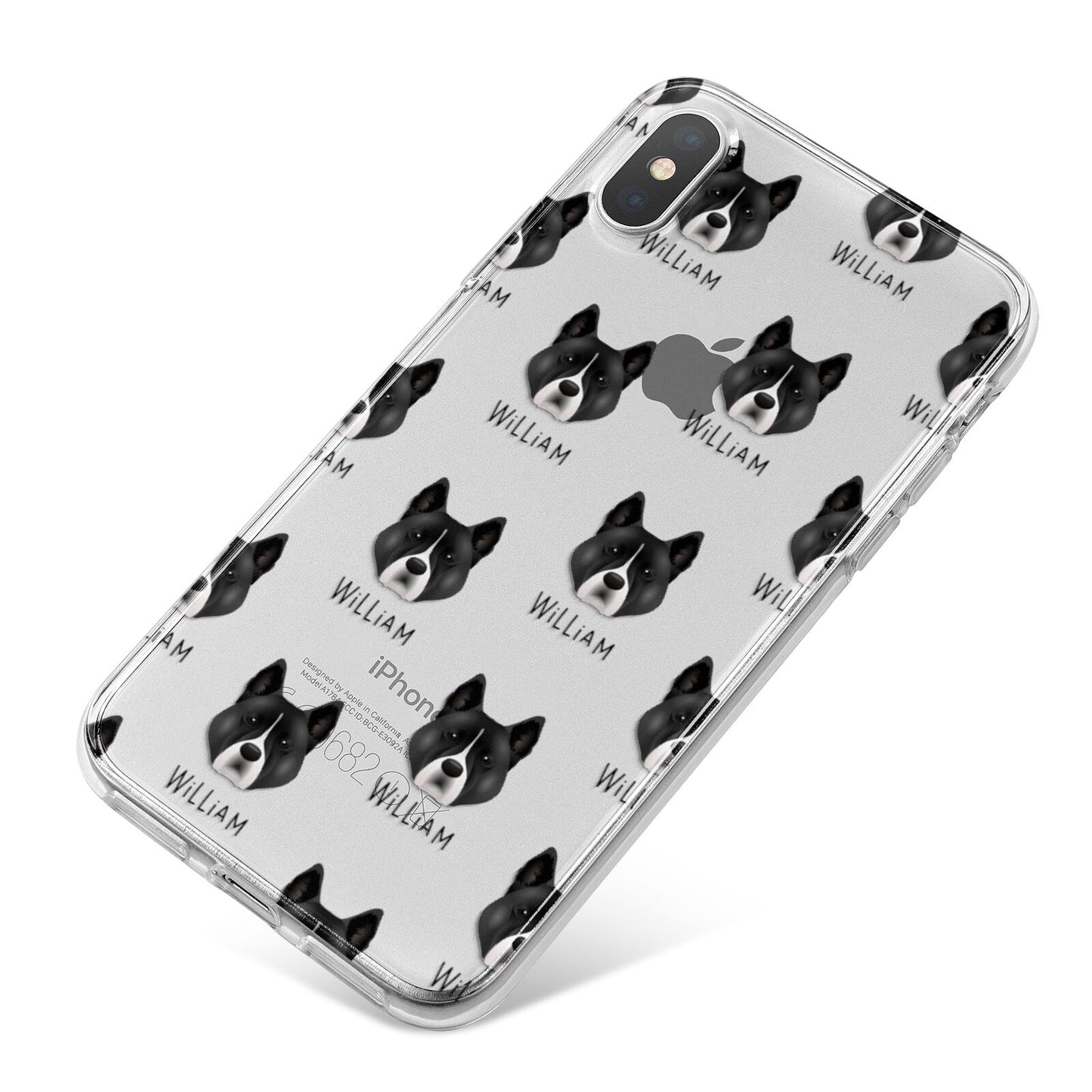 Akita Icon with Name iPhone X Bumper Case on Silver iPhone