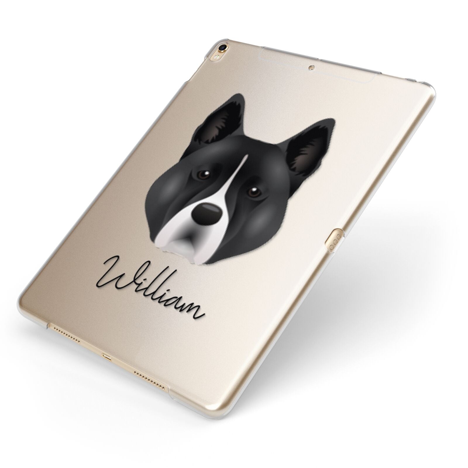 Akita Personalised Apple iPad Case on Gold iPad Side View