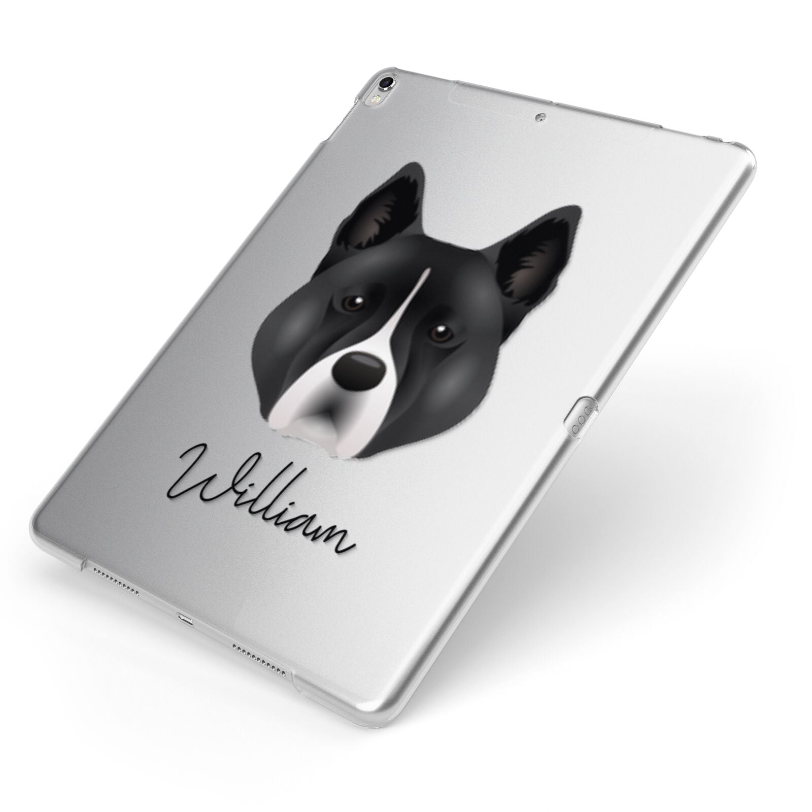 Akita Personalised Apple iPad Case on Silver iPad Side View