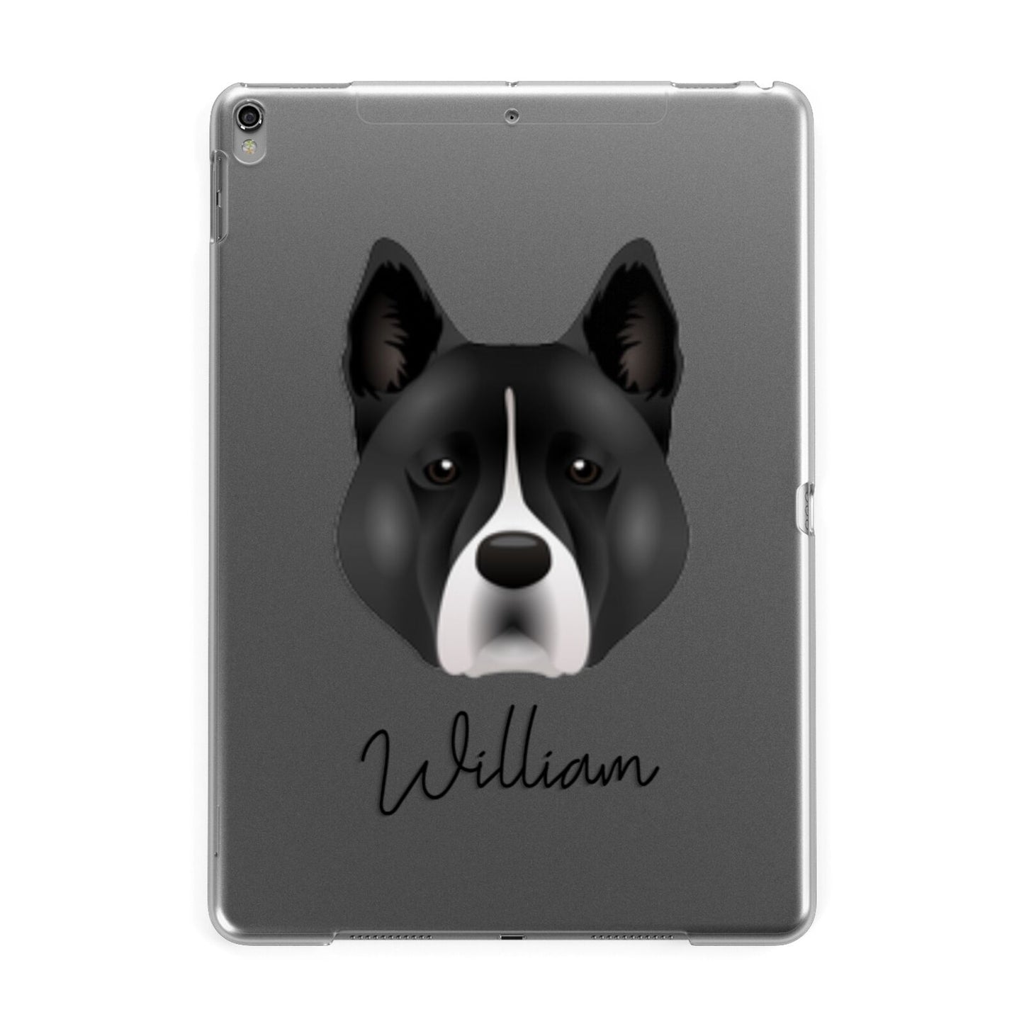 Akita Personalised Apple iPad Grey Case