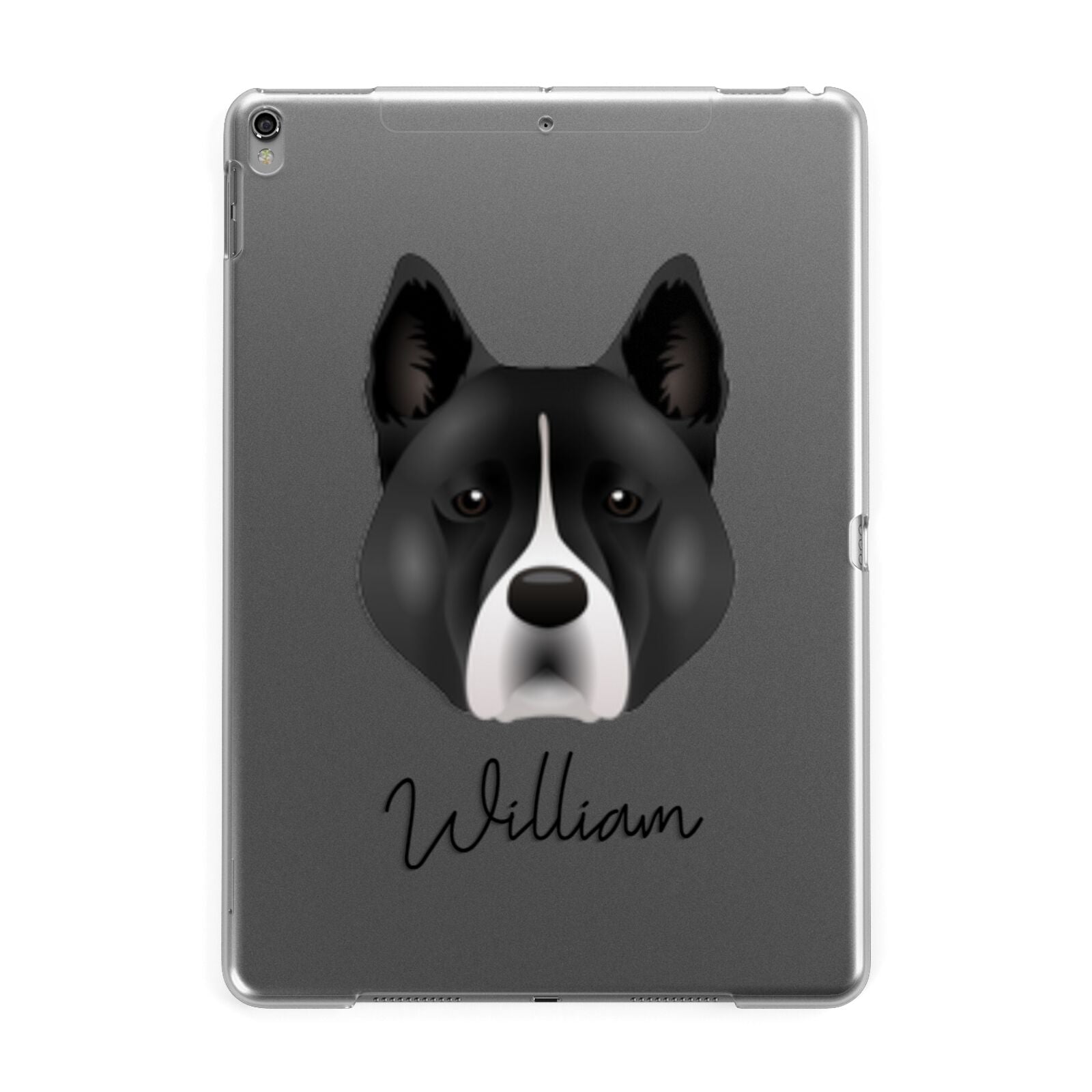 Akita Personalised Apple iPad Grey Case