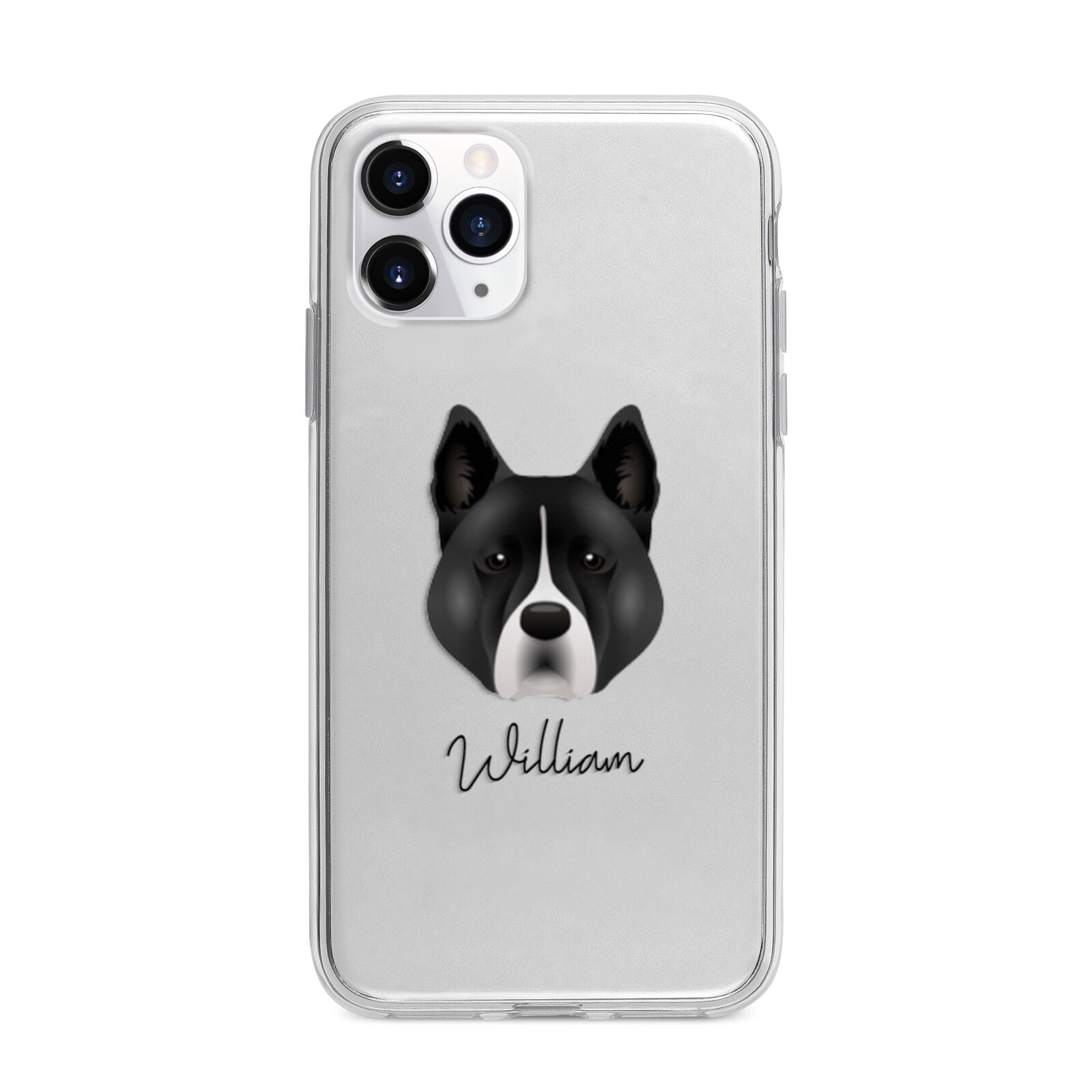 Akita Personalised Apple iPhone 11 Pro in Silver with Bumper Case