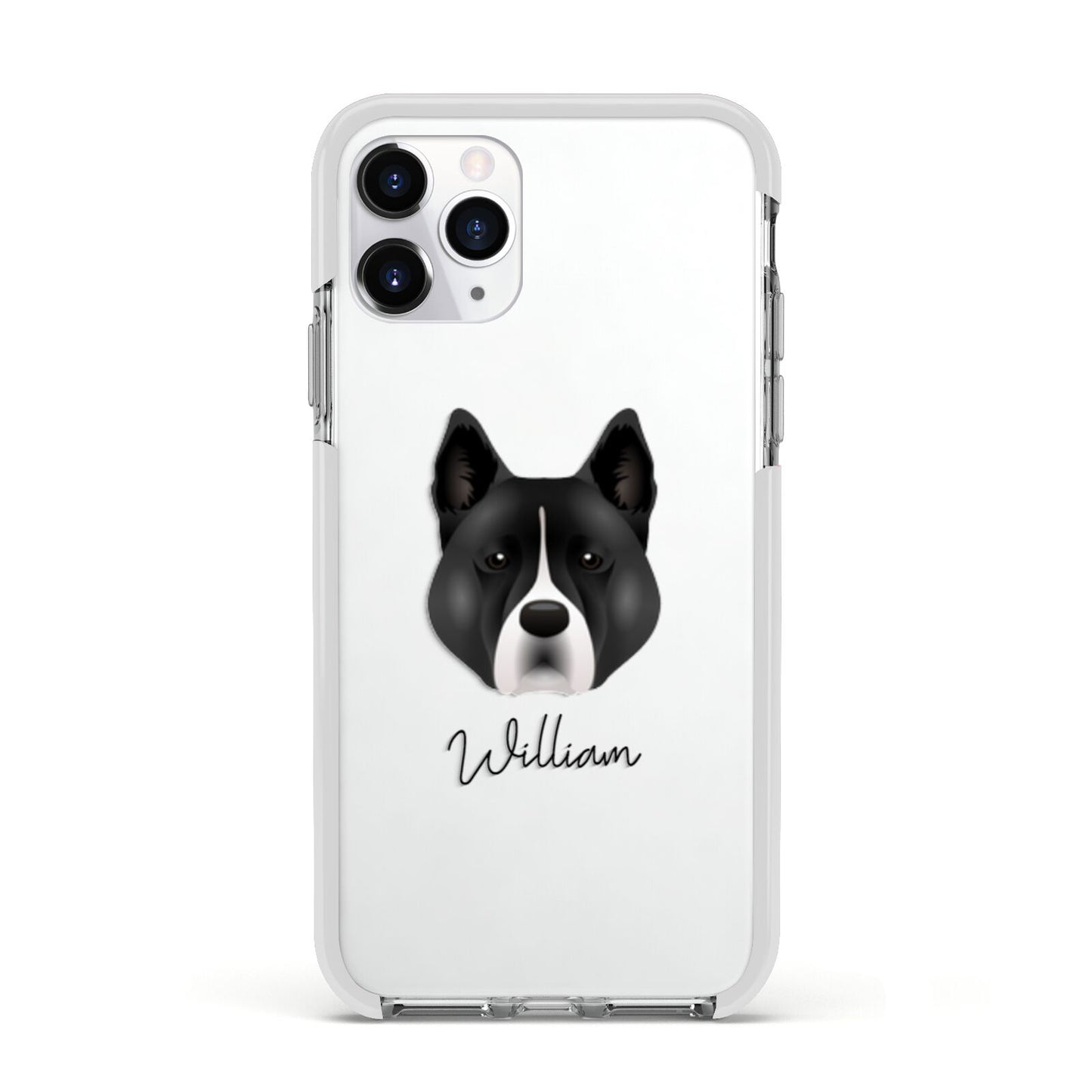 Akita Personalised Apple iPhone 11 Pro in Silver with White Impact Case