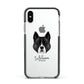 Akita Personalised Apple iPhone Xs Impact Case Black Edge on Silver Phone