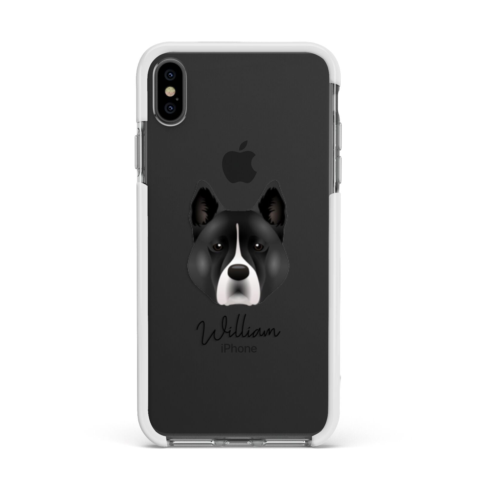 Akita Personalised Apple iPhone Xs Max Impact Case White Edge on Black Phone