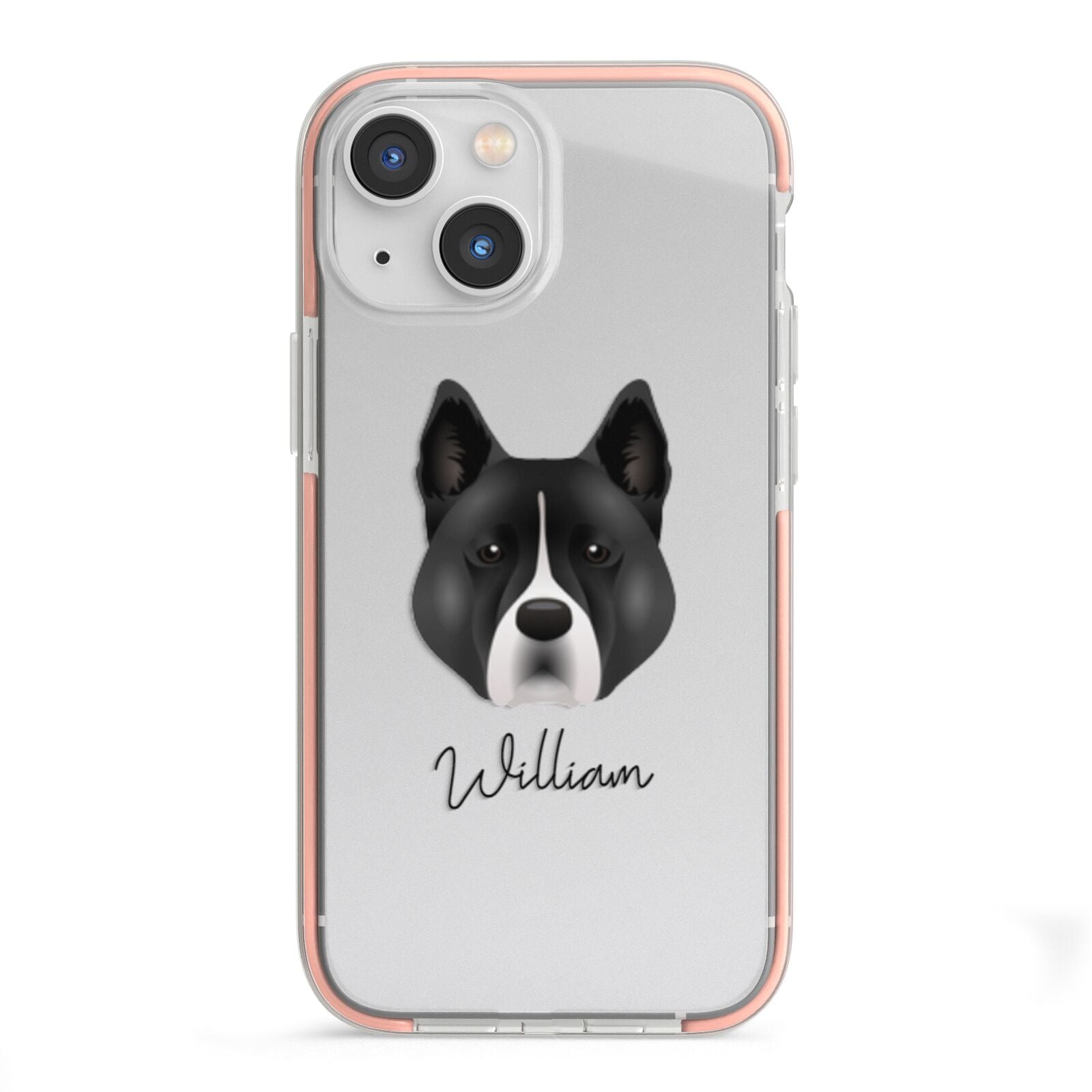 Akita Personalised iPhone 13 Mini TPU Impact Case with Pink Edges