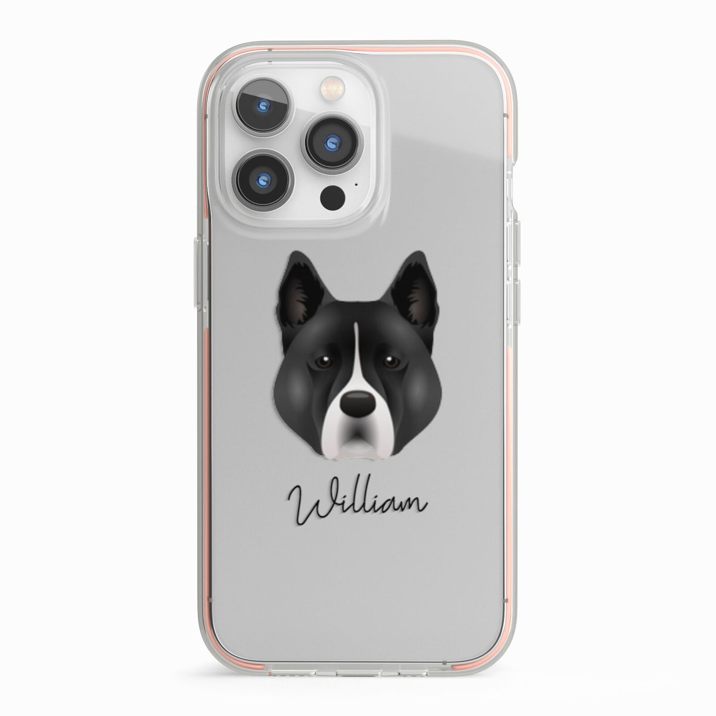 Akita Personalised iPhone 13 Pro TPU Impact Case with Pink Edges